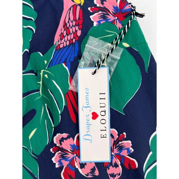 Draper James X ELOQUII Cotton Button-Down Top Sleeveless Parrots Tropical 18 NWT - Picture 10 of 12